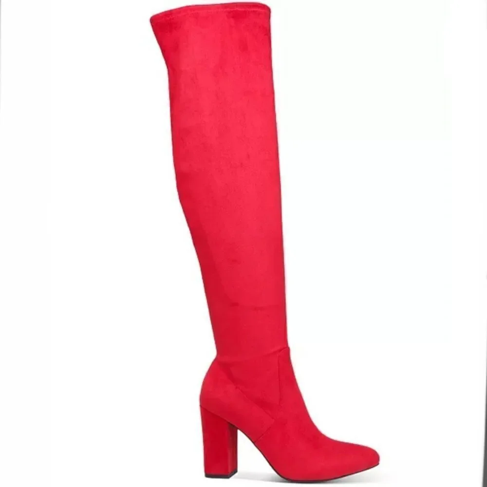 NWT Wild Pair 6 & 10 Bravy Over-The-Knee Stretch Suede Block Heel Boots New Box